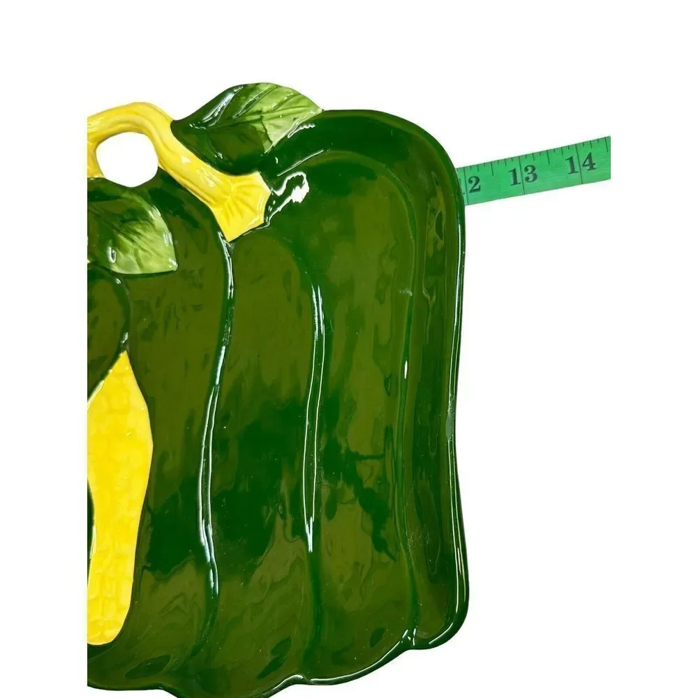 Vintage Four Piece Ceramic Green Pepper Condiment Kitchen Set in Original Box